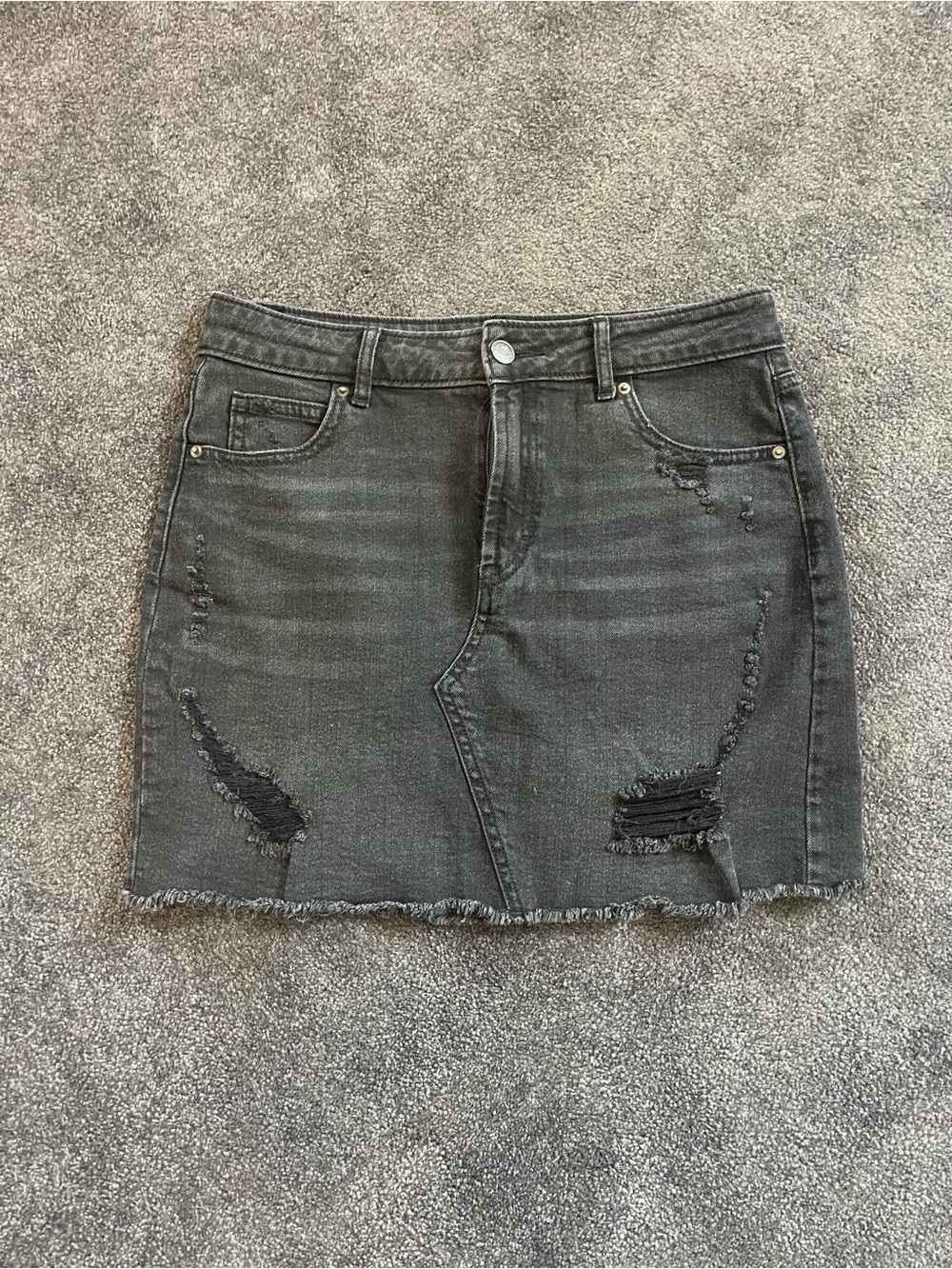 wild fable Washed Black Distressed Denim Mini Skirt